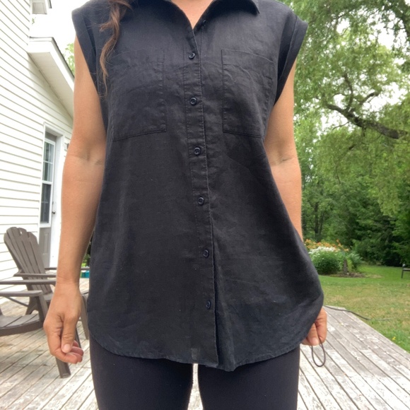 Outerknown Black Organic Cotton Button-Down Shirt – Generous Fit, Size Small - Picture 5 of 7